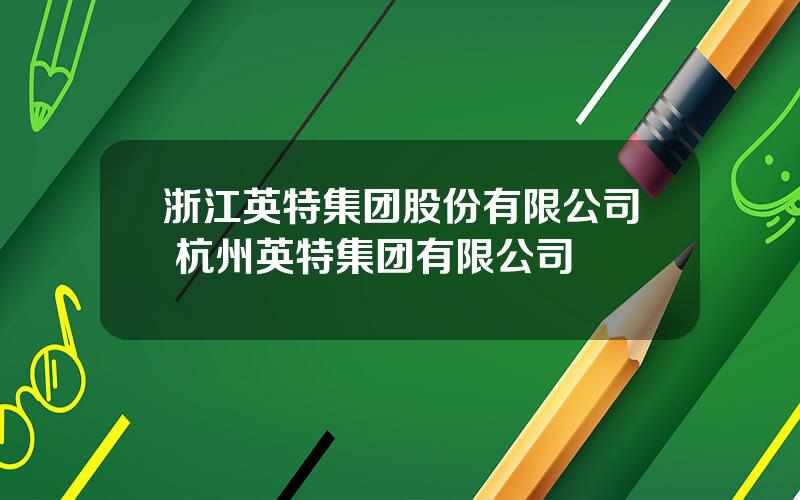 浙江英特集团股份有限公司 杭州英特集团有限公司